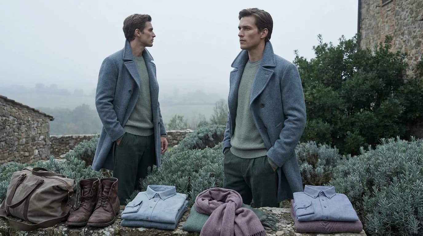 Soft Summer color season - men's style palette